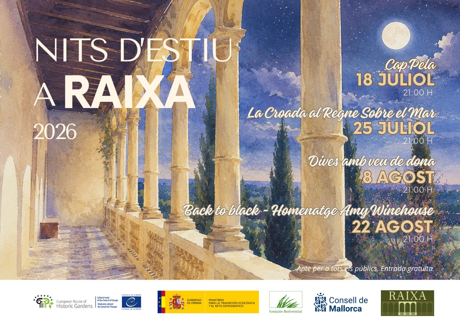 Cartell del cicle <em>Nits d’estiu a Raixa</em>.